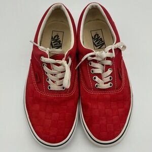 Vans Era Red Woven Canvas Low Top Sneakers US Mens 8 Womens 9.5 Skater